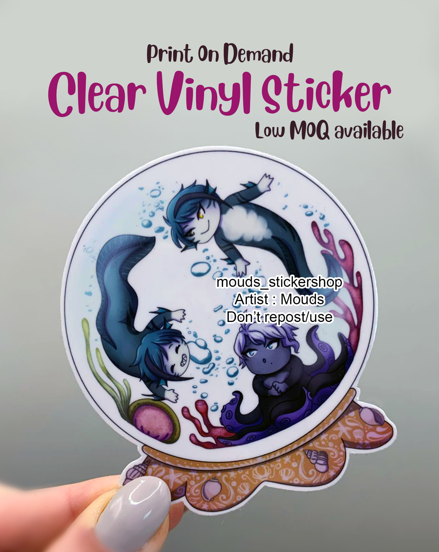 3" POD Clear Die Cut Vinyl Sticker - 6 pcs